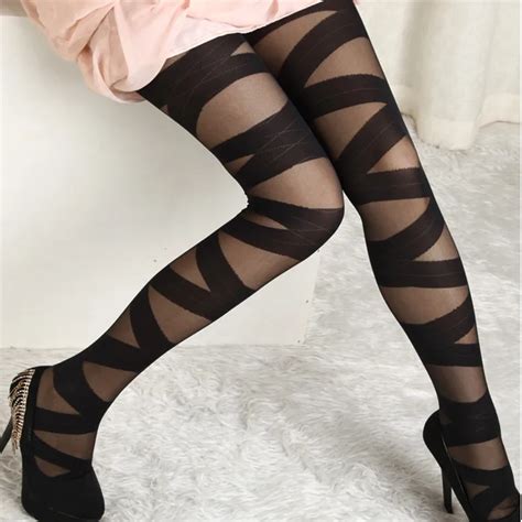 2016 spring autumn women attractive sexy black ripped stretch stocking vintage legging pantyhose
