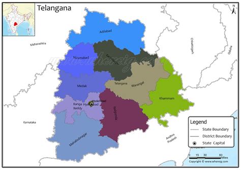 Telangana District Map List Of Districts In Telangana
