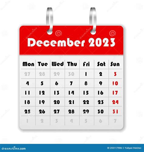 Calendar December 2023 Stock Vector Illustration Of Year 255117906