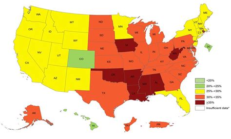 Seven Us States Now Have Adult Obesity Rates Of 35 Percent Or Higher