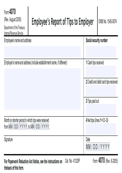 Irs Form 4070a Printable Printable Forms Free Online