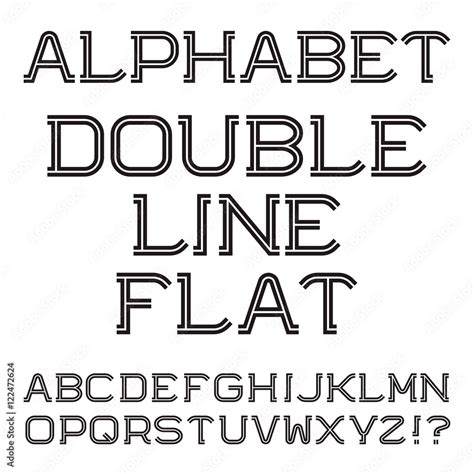 Black White Capital Letters Double Line Flat Font Isolated English