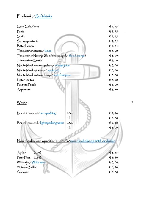 Menu 2024 - Captain Cook in Ieper | TheFork
