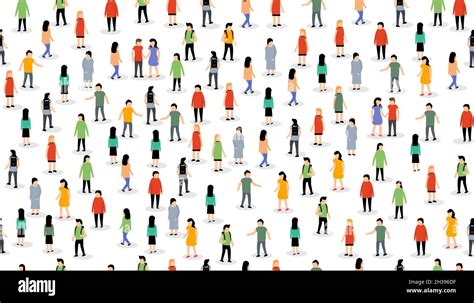 People Group Different Illustration Seamless Pattern Youth Background