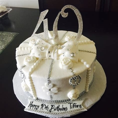 40th Birthday White And Bling Cake Buttercream With Fondant