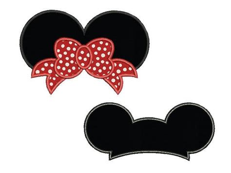 Mickey And Minnie Mouse Ears Set Applique Design Disney Etsy