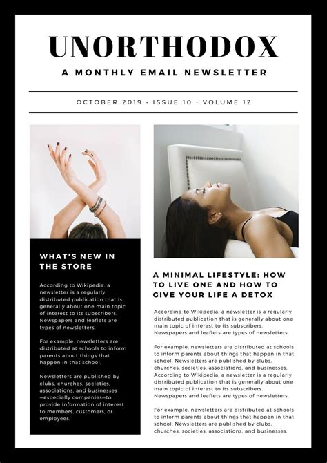 Black And White Modern Chic Edgy Minimal Email Newsletter Templates By