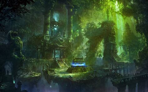 Fantasy Art Spooky Temple Jungle Nature Skull Magic Decay Ruin Ruins
