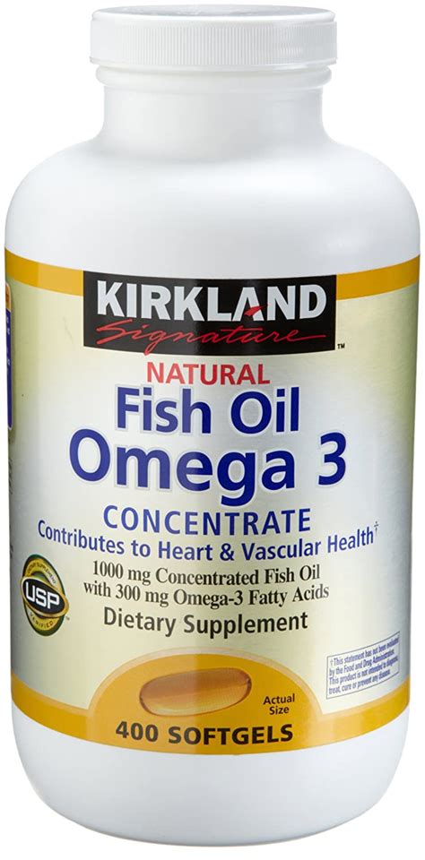 Kirkland signature enteric coated fish oil omega 3 1200 mg fish oil, 684 mg of omega 3 fatty acids, 180 softgels. Kirkland Natural Fish Oil Omega 3 Concentrate, 400-Count ...
