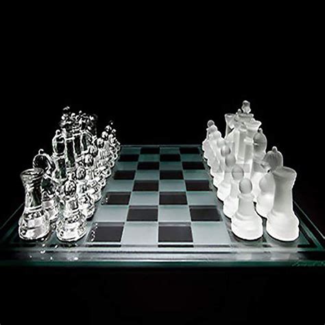 Webby Glass Chess Set Featuring Frosted and Clear Glass Pieces & Glass Board 25x25CM - Webby