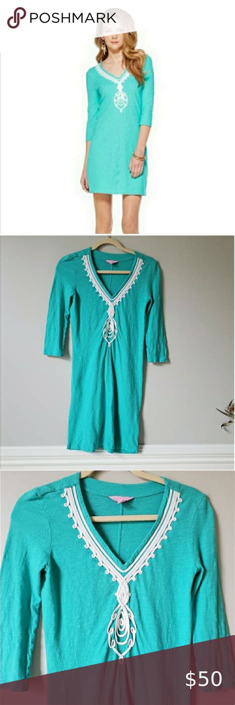 Lilly Pulitzer Teal Tidewater Tunic Dress Xs Excellent Condition