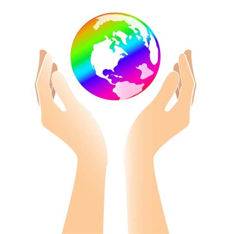 Hands Holding Rainbow World Signs Art Vector Stock Vector Image By ©h