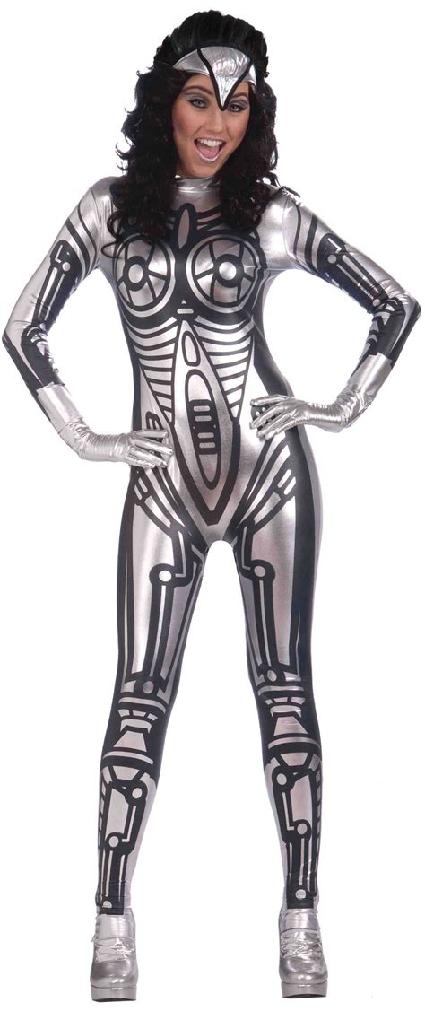 Ladies Robot Jumpsuit Female Costume For Sci Fi Space Fancy Dress Outfit Adult Ebay