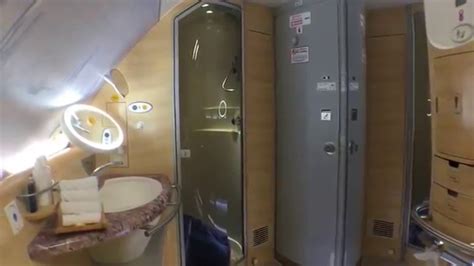 The Emirates A380 First Class Bathroom And Shower At 40000 Feet Youtube