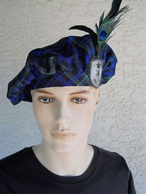 Scottish Tartan Tam Highlander Hat Fun Metallic Plaid Tartan Beret