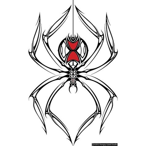 A Spider Tattoo Design With Black And Red Lines