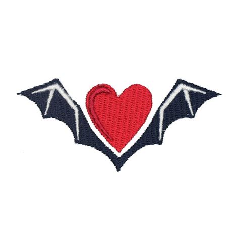 Heart Bat Wings Embroidery Design Instant Download Pes Dst Etsy