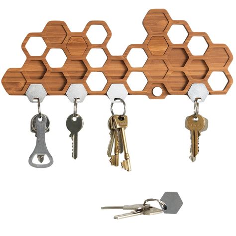 Bu Honeycomb Magnetic Key Holder For Wall A Unique Bamboo Mount And