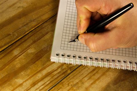 Male Hand Writing Using Fountain Pen On A Notebook Stock Photo Image