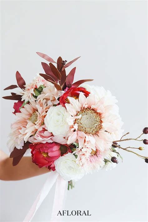 Sunflower wedding flower arrangements wedding bouquets with sunflowers sunflower wedding bouquets fall sunflower weddings glamorous blush wedding bouquets that inspire | wedding forward. DIY Wedding Bouquet with Pink Silk Sunflowers, Fuchsia ...