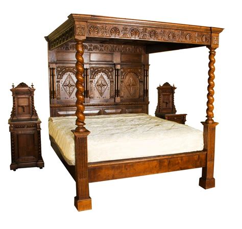 Vintage King Size Jacobean Four Poster Bed Four Poster Bed Four