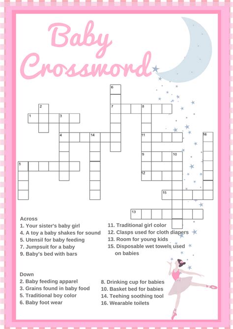 Baby Shower Crossword Puzzle Template Crossword Puzzle For Baby