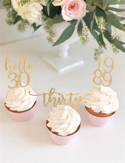 Hello 30 Cupcake Toppers 30th Birthday Custom Age Cupcake Etsy Cupcake Toppers 30th