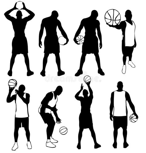 Basketball Players Team Silhouettes In Action Basket Ball Player