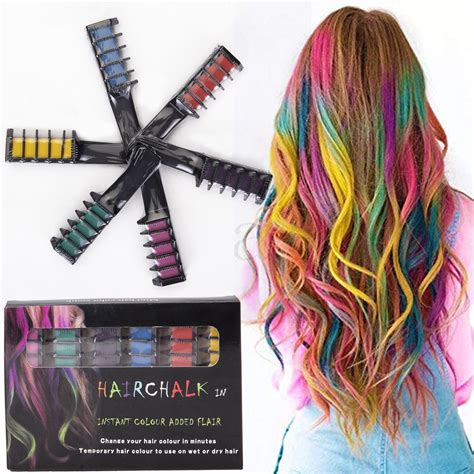 florata 6 colors hair chalk set temporary hair color safe washable hair dye fit for party