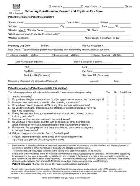 Rite Aid Flu Shot 2012 2024 Form Fill Out And Sign Printable Pdf