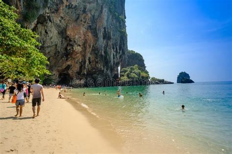 Famous Phranang Cave At Raylay Railay Beach Krabi Thailand Editorial