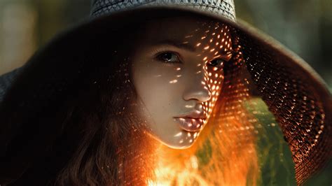 Papel De Parede Cara Luz Solar Mulheres Ruiva Modelo Retrato