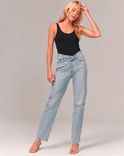 abercrombie and fitch women s high rise dad jeans the v waist jeans denim trend for spring