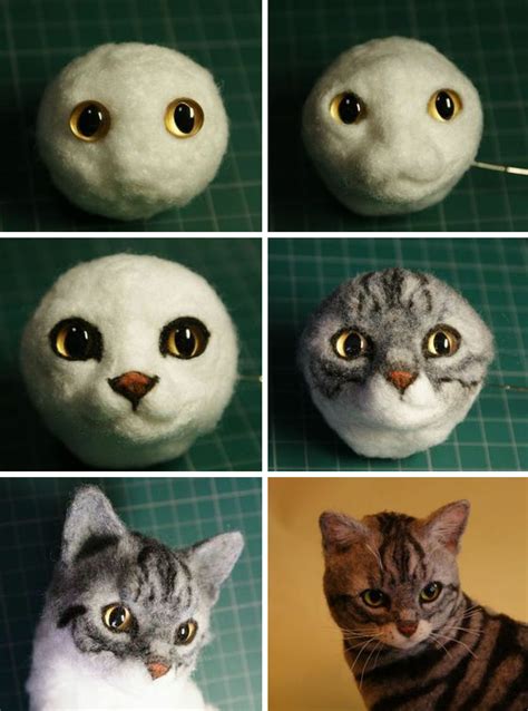 Making A Kittens Face In The Needle Felting Technique Needle Felting