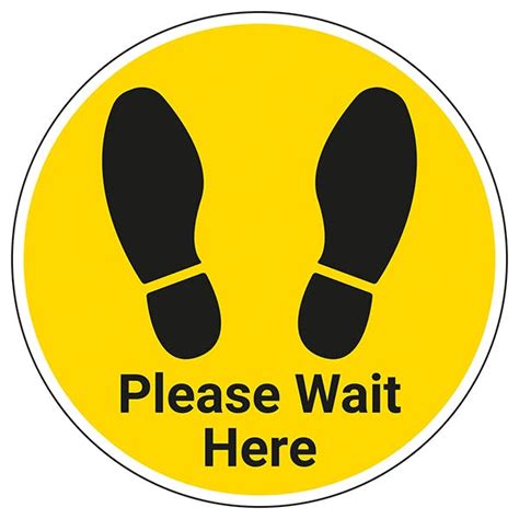 Please Wait Here With Footprint Temporary Floor Sticker Infection