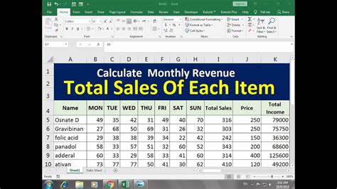 387 How To Calculate Total Sales Of Each Item Over The Month On Excel
