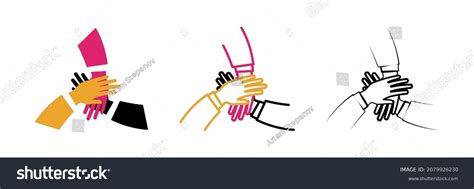 Team Hands Together Set Joining People Stock Vector Royalty Free