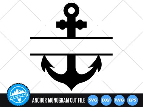 Anchor Split Name Frame Svg Files Anchor Monogram Cut Files By Ld