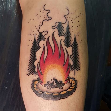 Campfire Tattoo By Me Harry Catsis Flame Tattoos Tattoo Styles