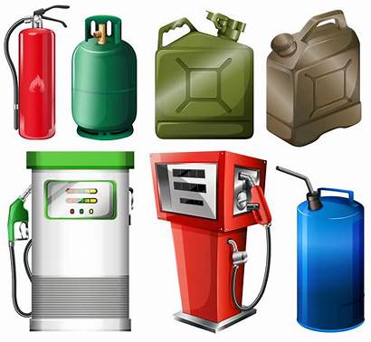 Fuel Different Containers Vector Gas Illustration Oxygen
