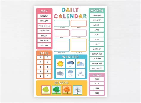 Child Calendar Printable Montessori Preschool Classroom Etsy 유아 달력