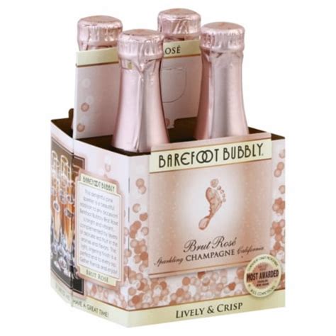 Barefoot Bubbly Brut Rose Sparkling Champagne 4 Bottles 187 Ml