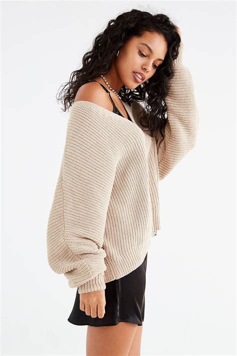 Uo Oversized Chenille V Neck Sweater Vneck Sweater Neck Sweater