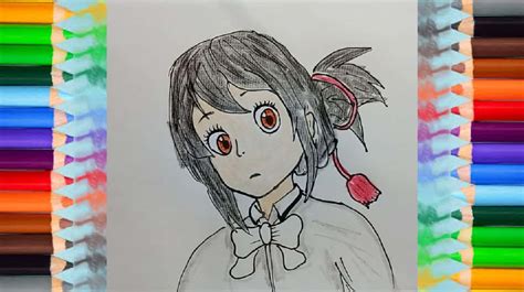How To Draw Anime Girl Mitsuha From Your Name Step By Step