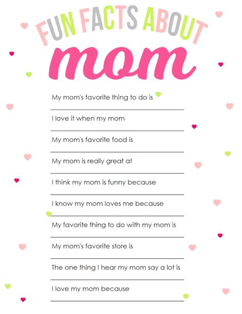 Mother S Day Printable Fun Facts About Mom The Girl Creative My Xxx