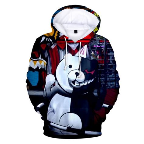 Anime Monokuma Danganronpa Jacket Hooded Sweatshirt Coat Cosplay P9k