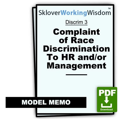 Model Complaint Of Age Discrimination To Hr Andor Management Sklover