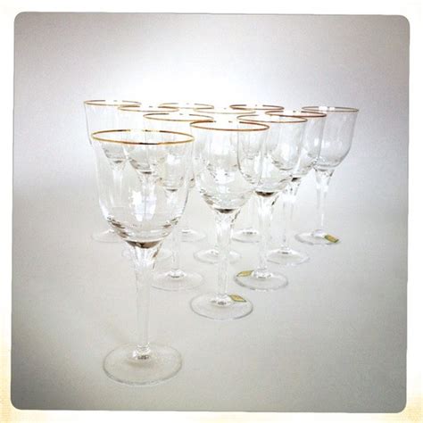 Vintage Crystal Wine Glass Gold Rimmed Marquis By Waterford