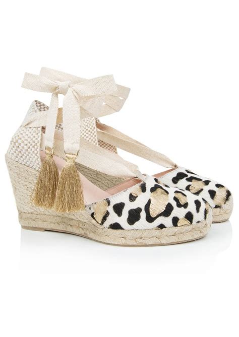 Air And Grace Shimmie Espadrille Wedge Gold Leopard