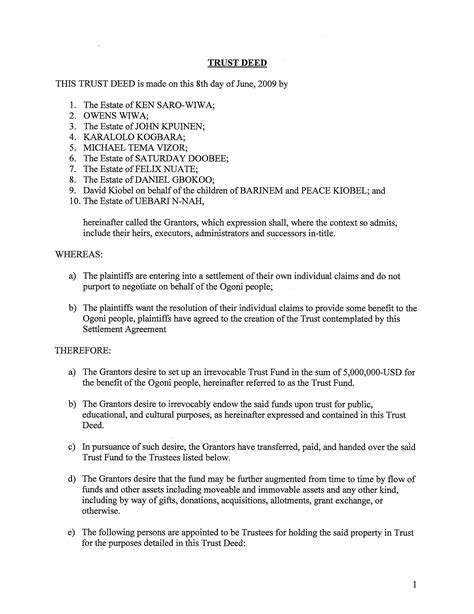 Title Deed Template Hq Printable Documents